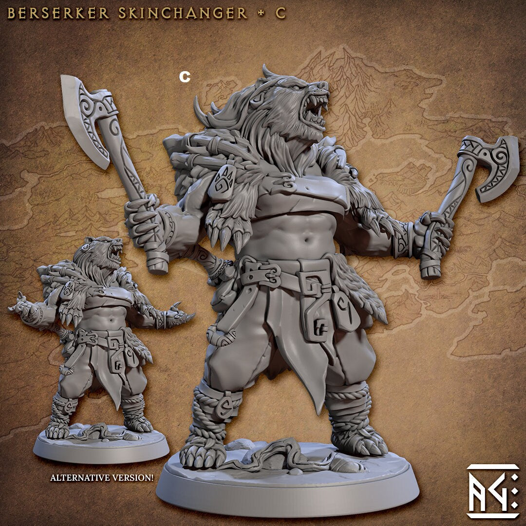 NorthMen Berserker Skinchanger | Artisan Guild Miniatures | Compatible with D&D/AoS | Fantasy | Tabletop RPG