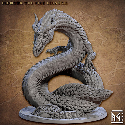 Fire Linnorm | Artisan Guild Miniatures | Compatible with D&D/AoS | Fantasy | Tabletop RPG