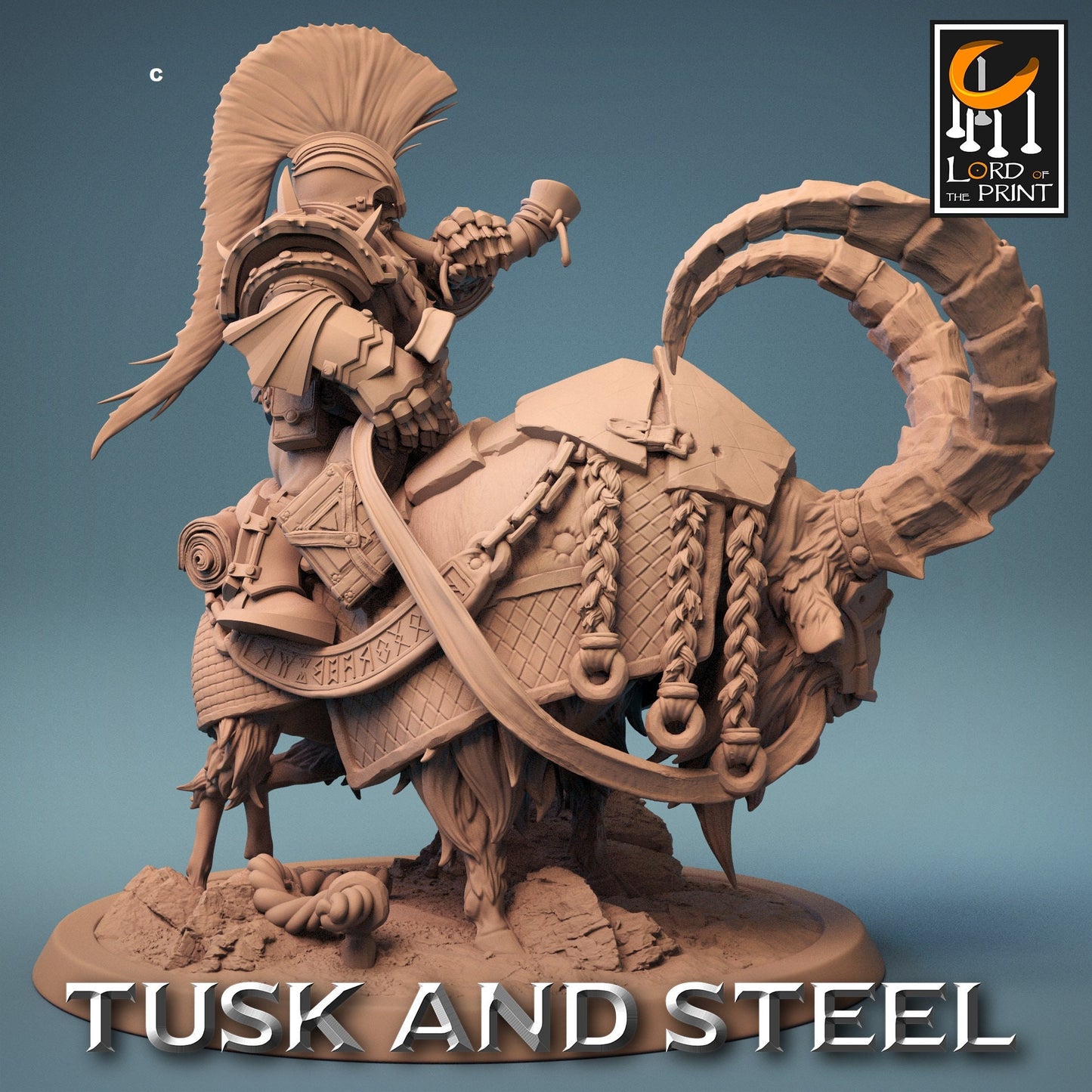 Dwarf Warrior on Goat Mount | Rescale Miniatures | Compatible with D&D/AoS | Fantasy | Tabletop RPG