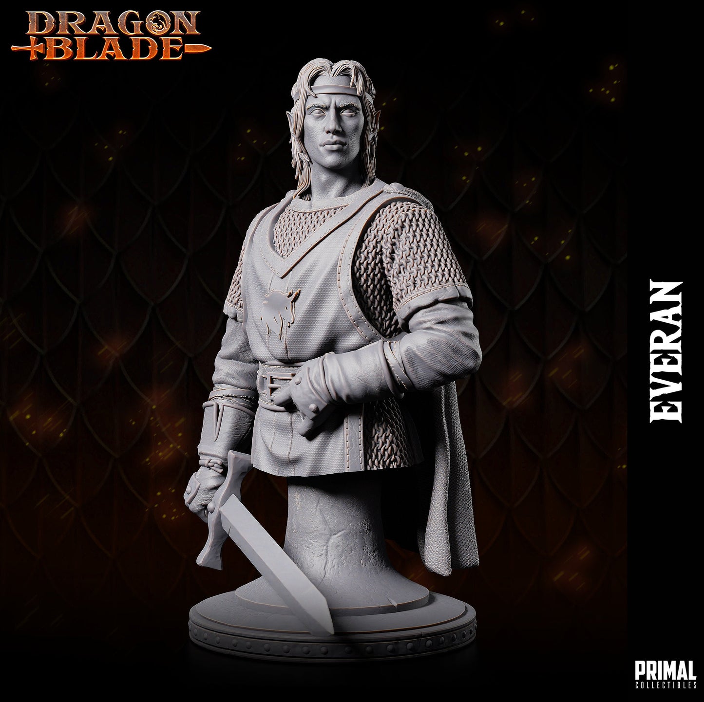 Elf Everan Bust | Primal Collectibles | Compatible with D&D/AoS | Fantasy