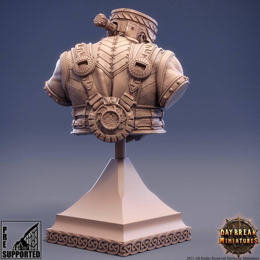 Dwarf Kingan Bust | DayBreak Miniatures | Compatible with D&D/AOS | Fantasy | Tabletop