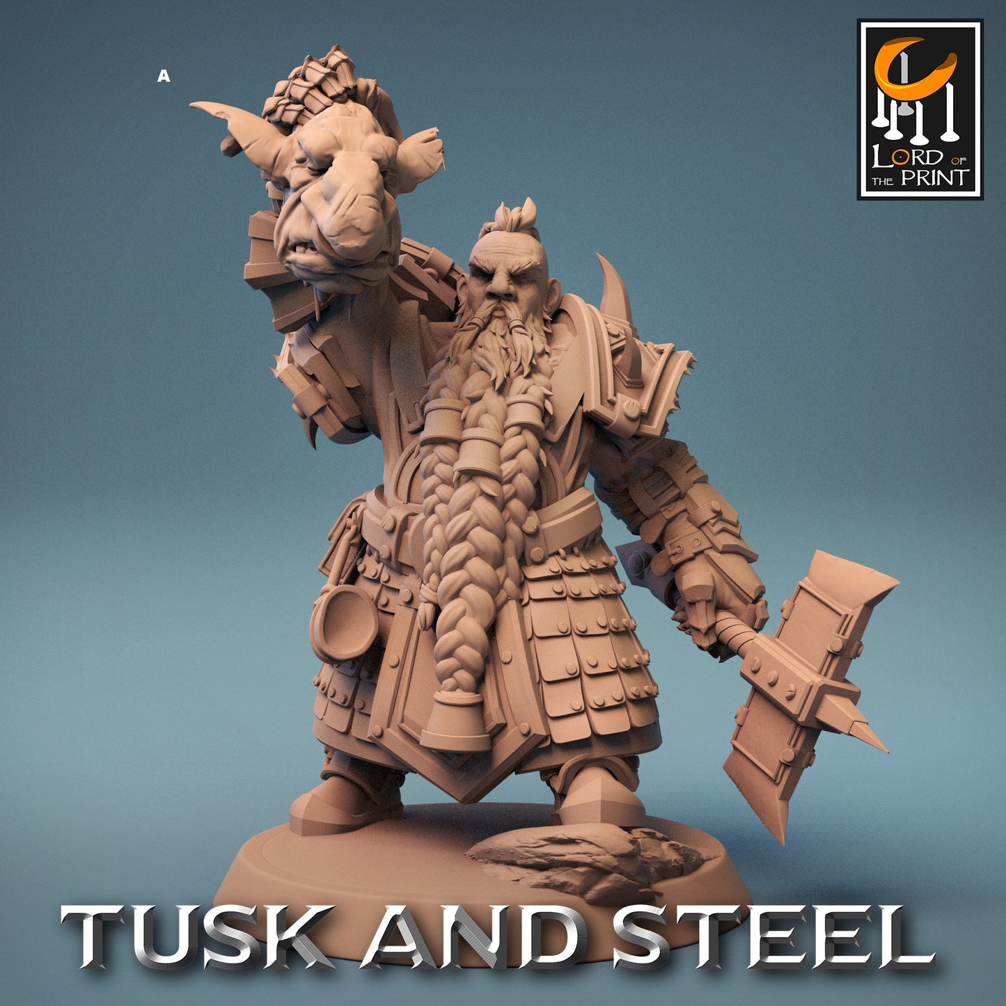 Dwarf Warrior No Helmet | Rescale Miniatures | Compatible with D&D/AoS | Fantasy | Tabletop RPG
