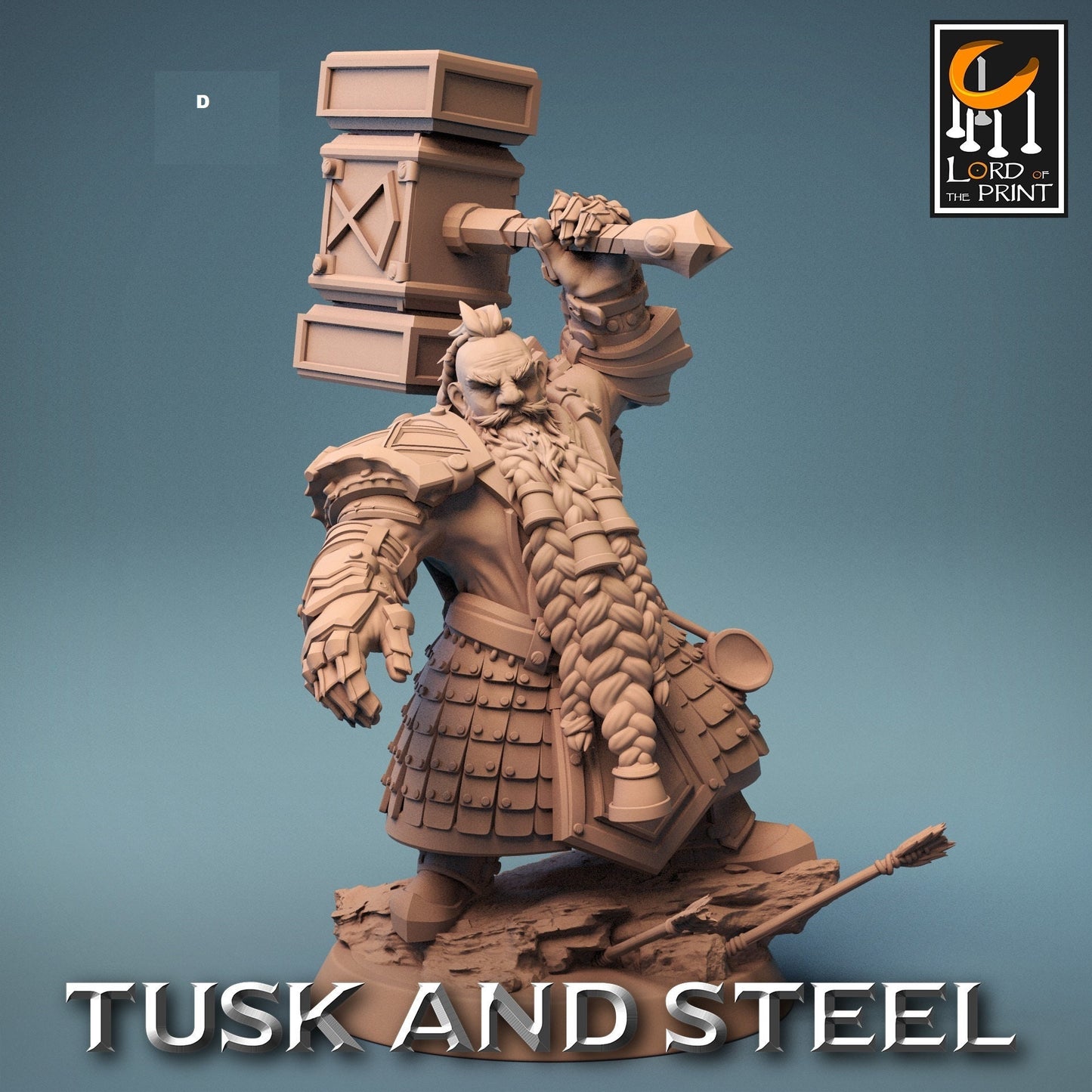 Dwarf Warrior No Helmet | Rescale Miniatures | Compatible with D&D/AoS | Fantasy | Tabletop RPG