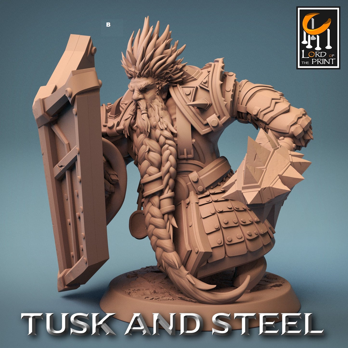 Dwarf Warrior with Shield | Rescale Miniatures | Compatible with D&D/AoS | Fantasy | Tabletop RPG