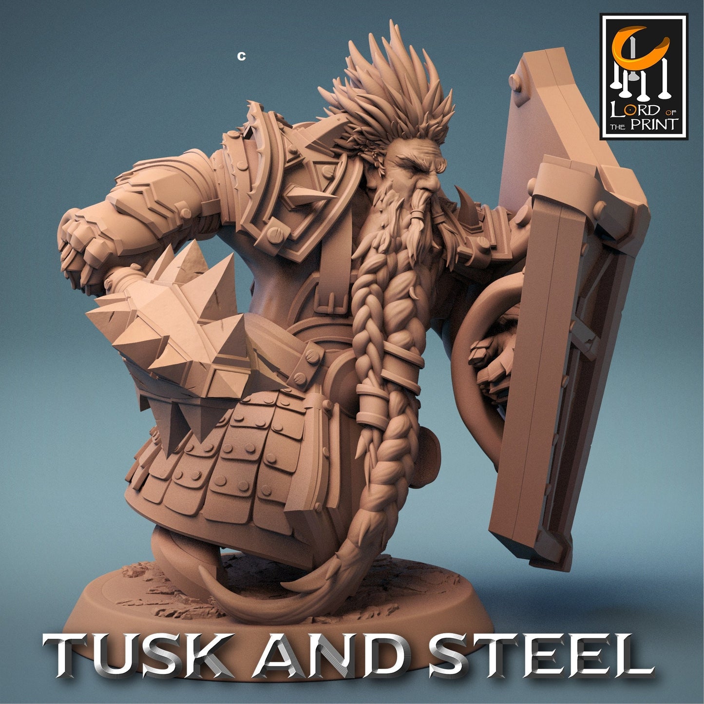 Dwarf Warrior with Shield | Rescale Miniatures | Compatible with D&D/AoS | Fantasy | Tabletop RPG