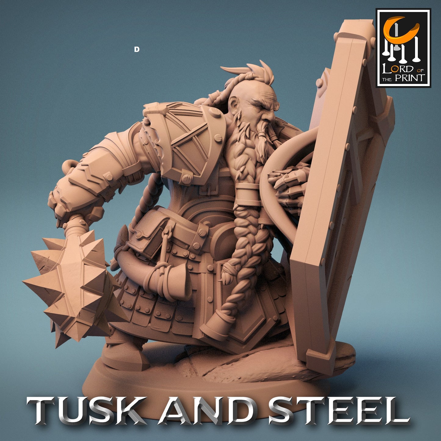 Dwarf Warrior with Shield | Rescale Miniatures | Compatible with D&D/AoS | Fantasy | Tabletop RPG