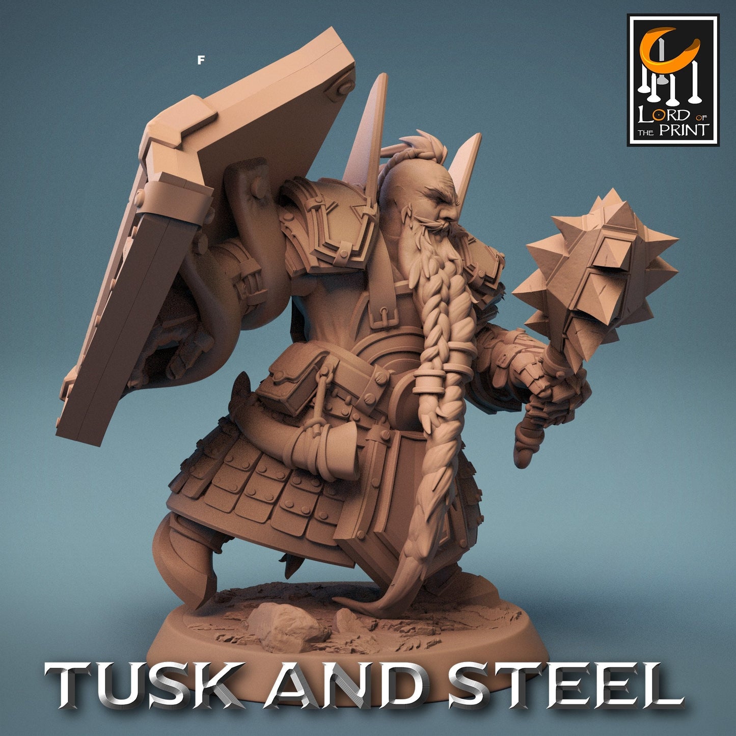 Dwarf Warrior with Shield | Rescale Miniatures | Compatible with D&D/AoS | Fantasy | Tabletop RPG