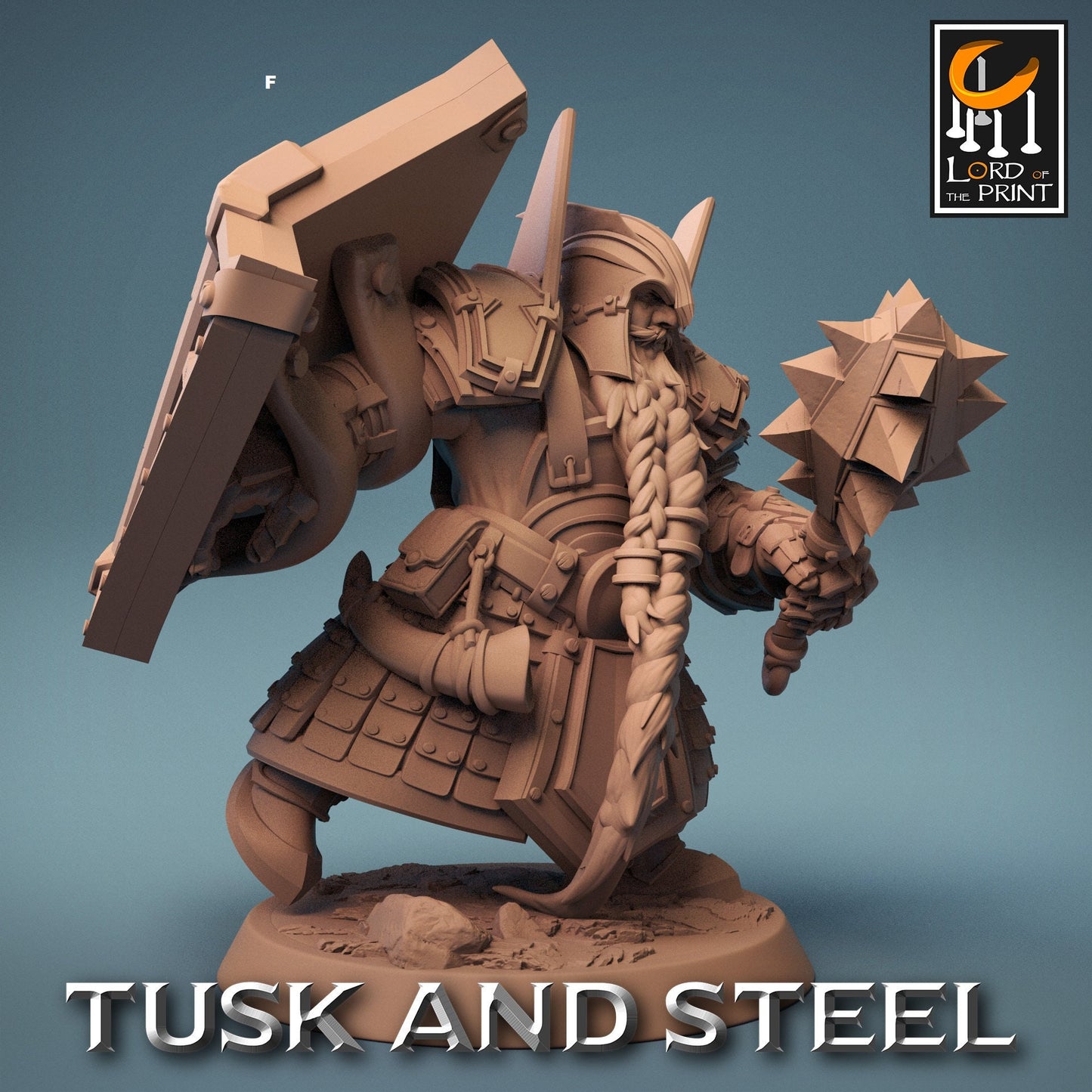 Dwarf Warrior Heavy Armour with Shield | Rescale Miniatures | Compatible with D&D/AoS | Fantasy | Tabletop RPG