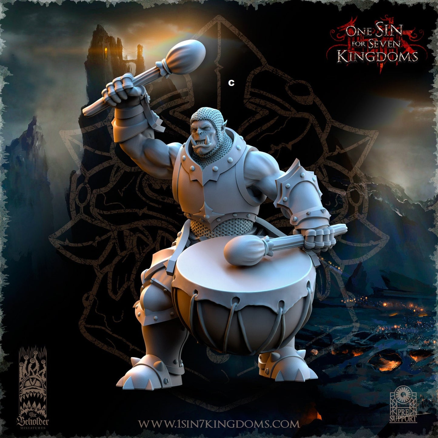 Black Orc Warrior Command | The Beholder Miniatures | Compatible with D&D/AoS | Fantasy | Tabletop RPG