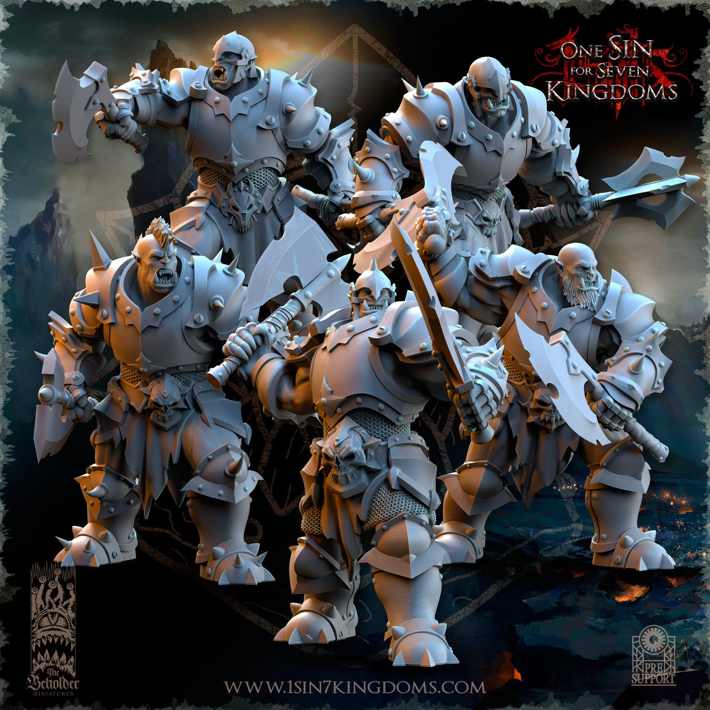 Black Orc Warrior Dual Melee | The Beholder Miniatures | Compatible with D&D/AoS | Fantasy | Tabletop RPG