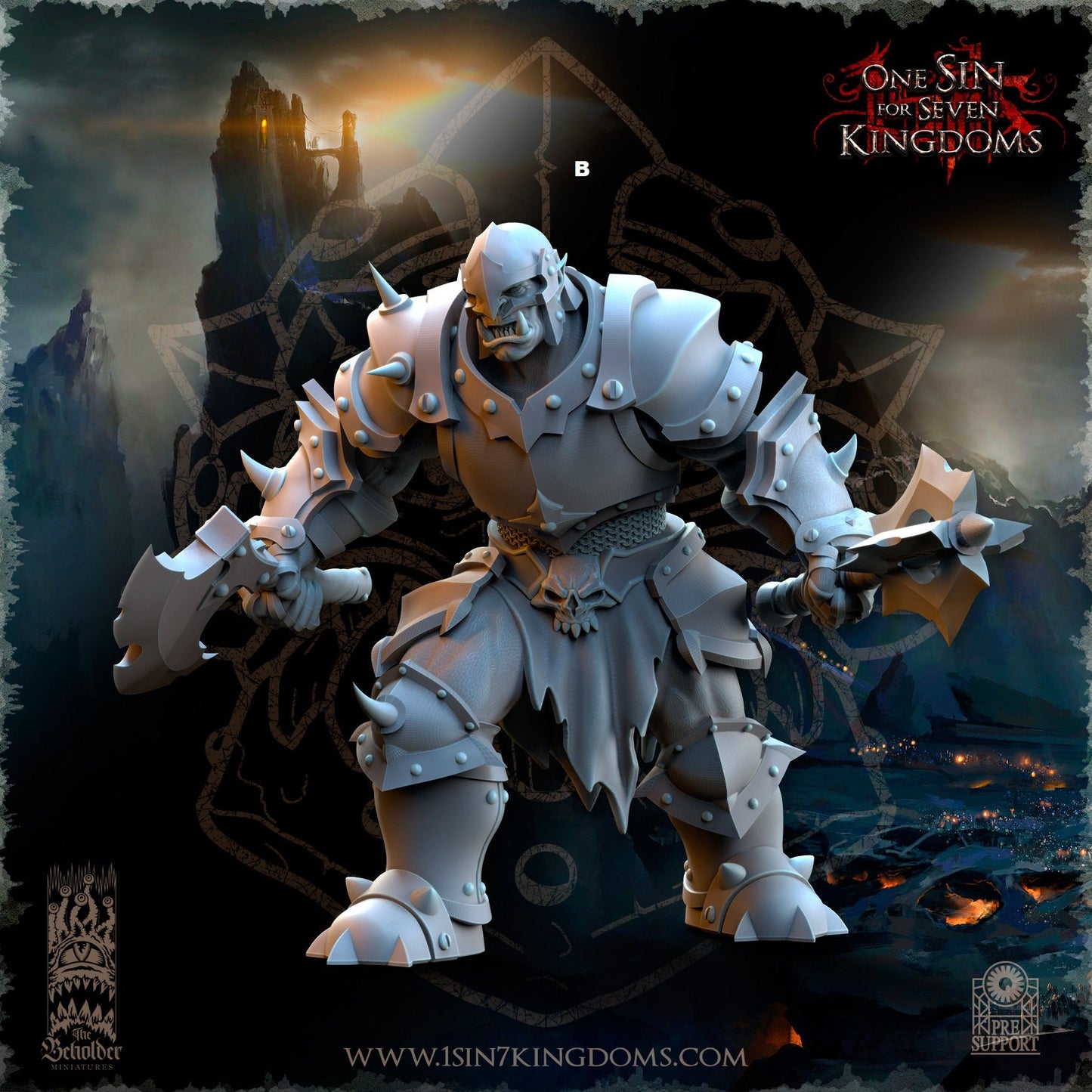 Black Orc Warrior Dual Melee | The Beholder Miniatures | Compatible with D&D/AoS | Fantasy | Tabletop RPG