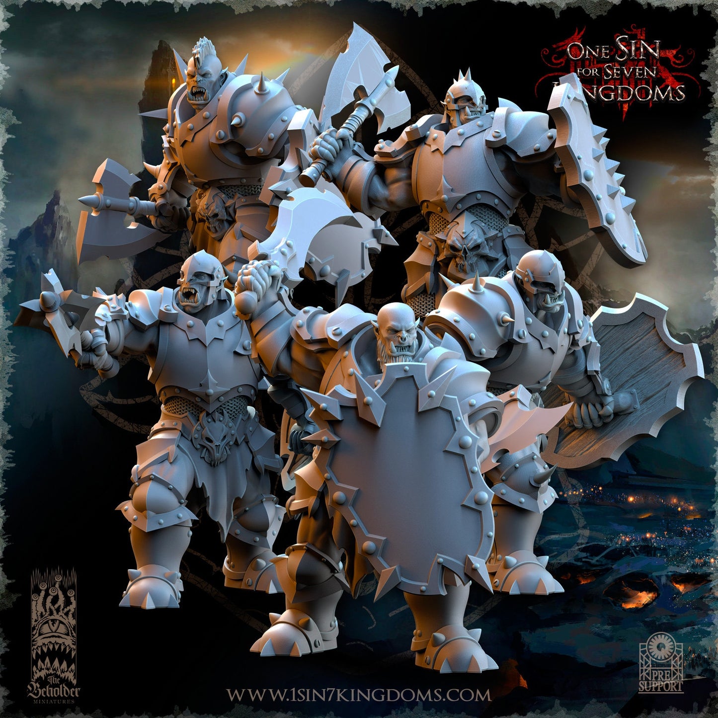 Black Orc Warrior Hand Weapon and Shield | The Beholder Miniatures | Compatible with D&D/AoS | Fantasy | Tabletop RPG
