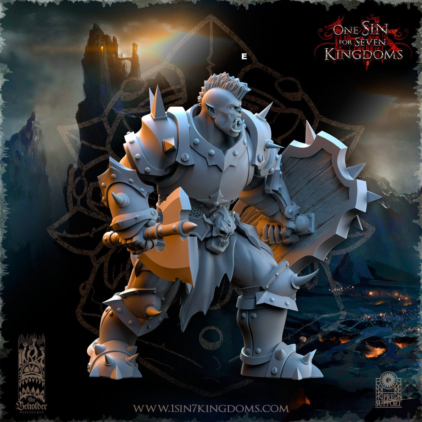 Black Orc Warrior Hand Weapon and Shield | The Beholder Miniatures | Compatible with D&D/AoS | Fantasy | Tabletop RPG