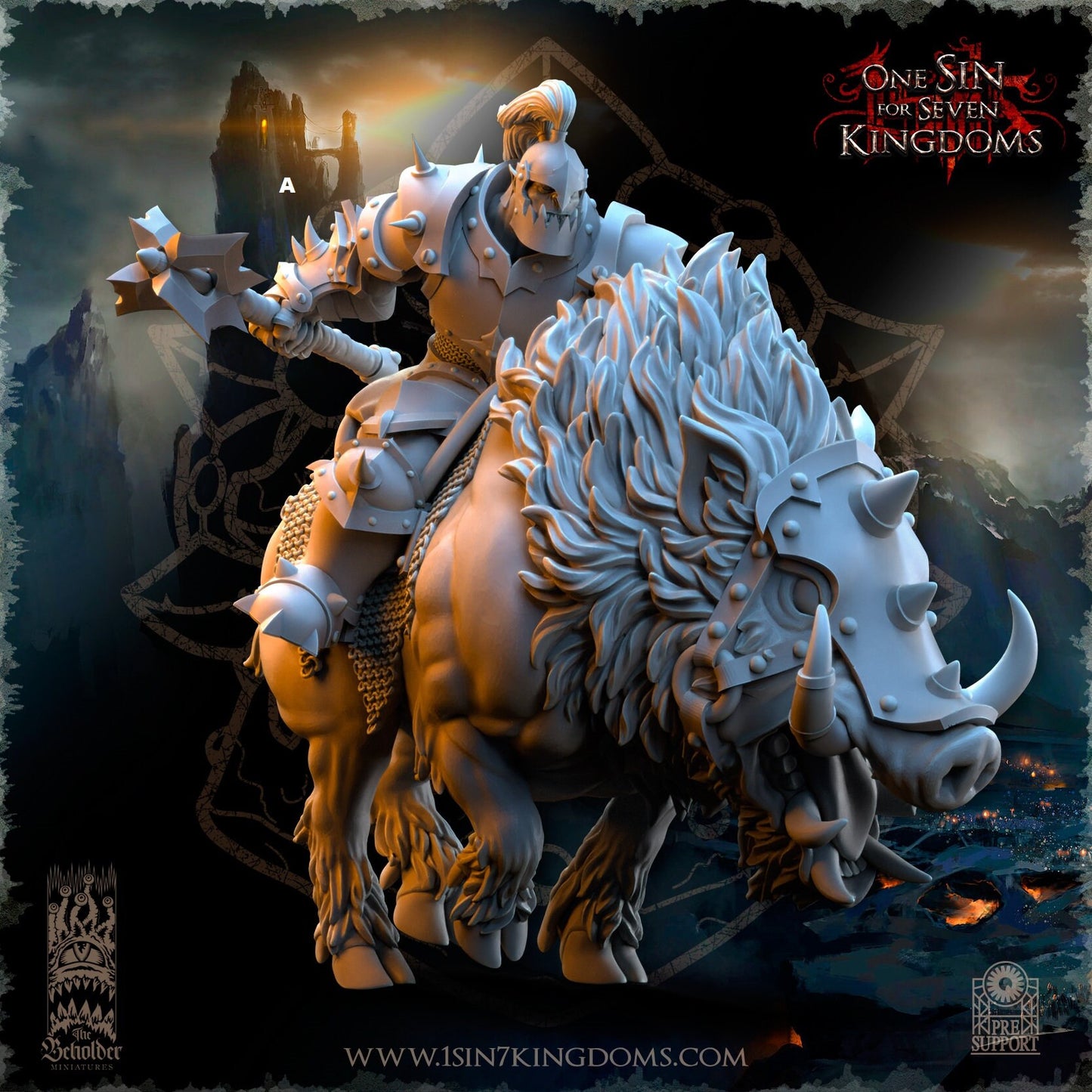 Black Orc Mounted Maces | The Beholder Miniatures | Compatible with D&D/AoS | Fantasy | Tabletop RPG