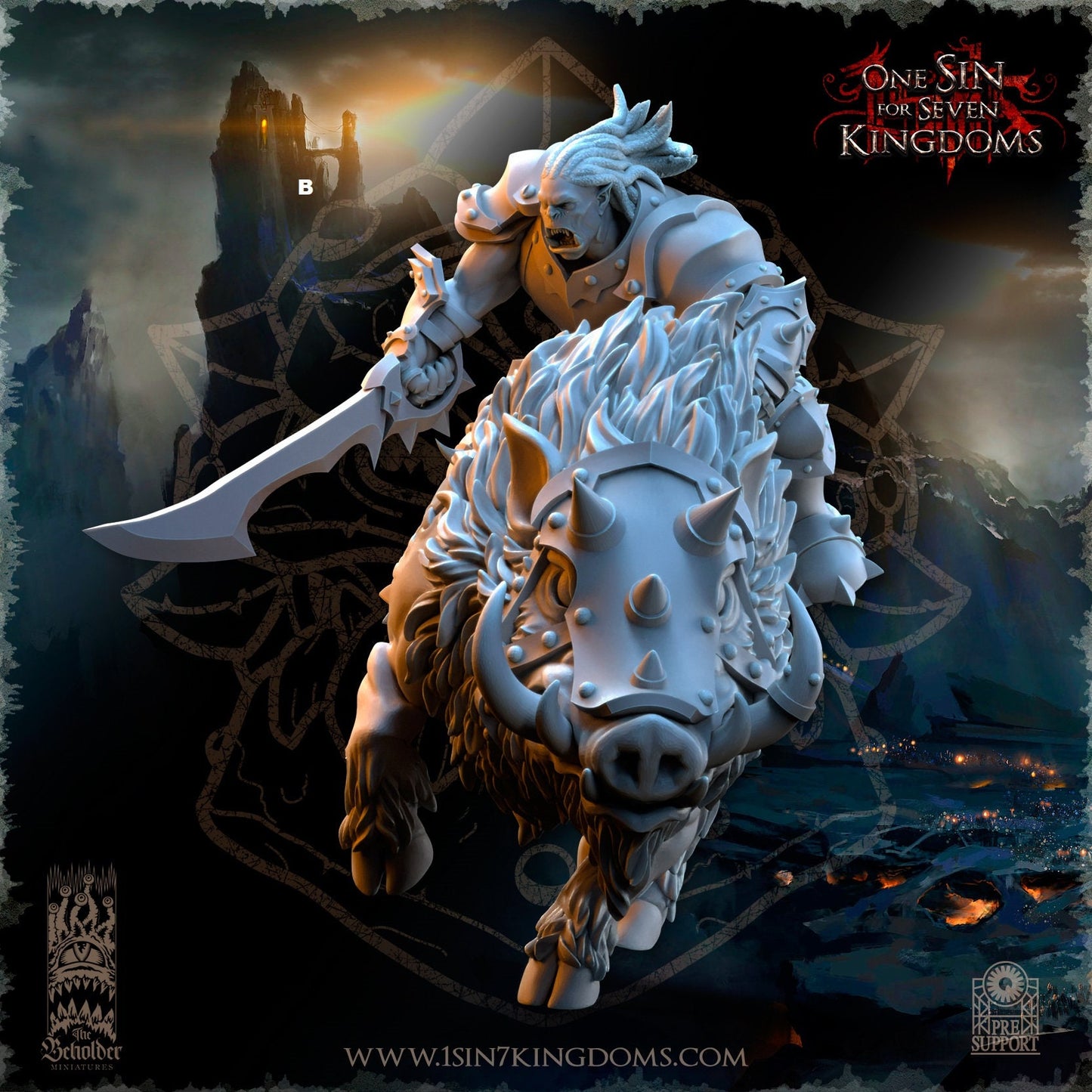 Black Orc Mounted Swords | The Beholder Miniatures | Compatible with D&D/AoS | Fantasy | Tabletop RPG