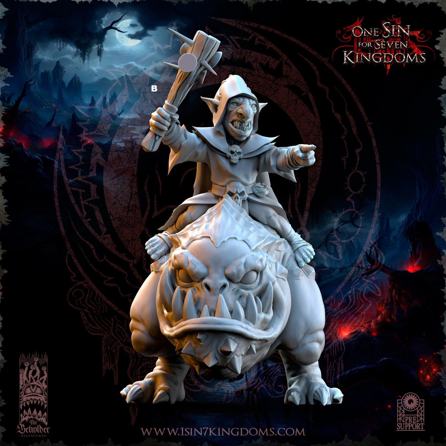 Black Horde Goblin on Cave Horror | The Beholder Miniatures | Compatible with D&D/AoS | Fantasy | Tabletop RPG