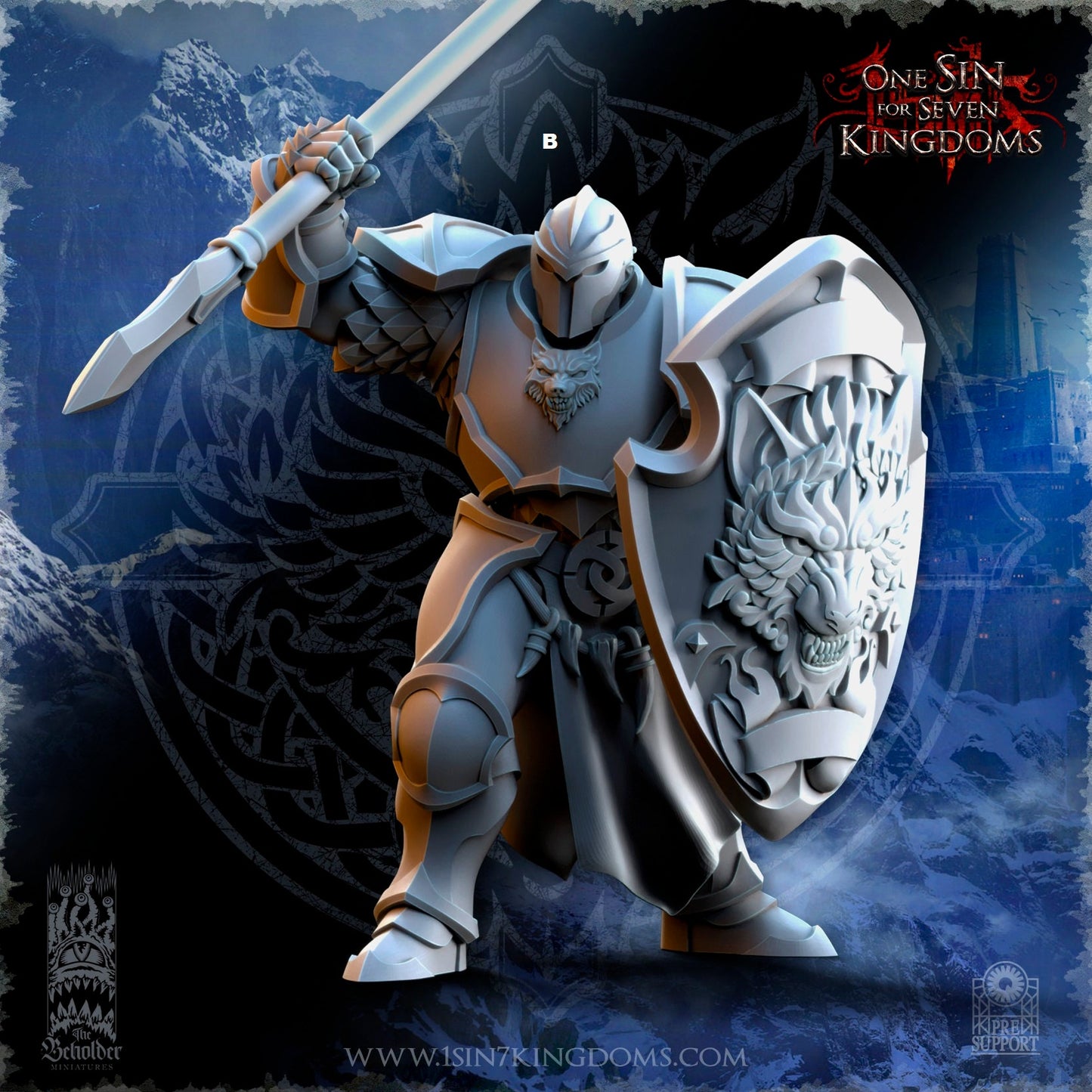 StormWolves Spear and Shield | The Beholder Miniatures | Compatible with D&D/AoS | Fantasy | Tabletop RPG