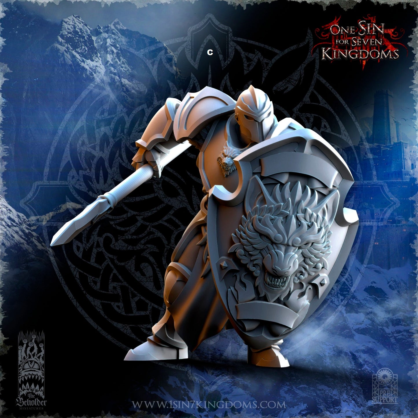 StormWolves Spear and Shield | The Beholder Miniatures | Compatible with D&D/AoS | Fantasy | Tabletop RPG
