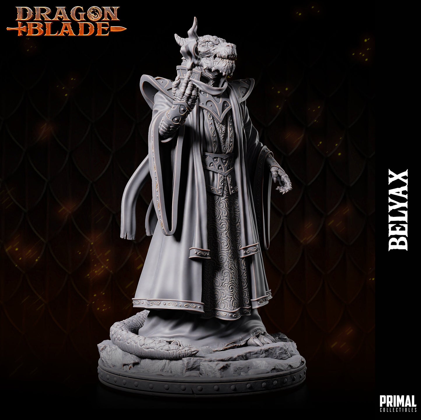 Draconian Wizard Belyax | Primal Collectibles | Compatible with D&D/AoS | Fantasy