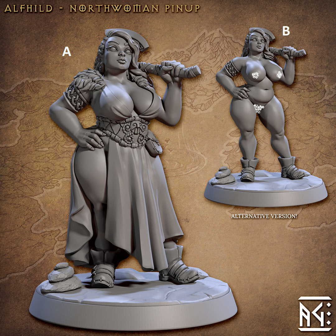 NorthMen Female Battle Maiden | Artisan Guild Miniatures | Compatible with D&D/AoS | Fantasy | Tabletop RPG