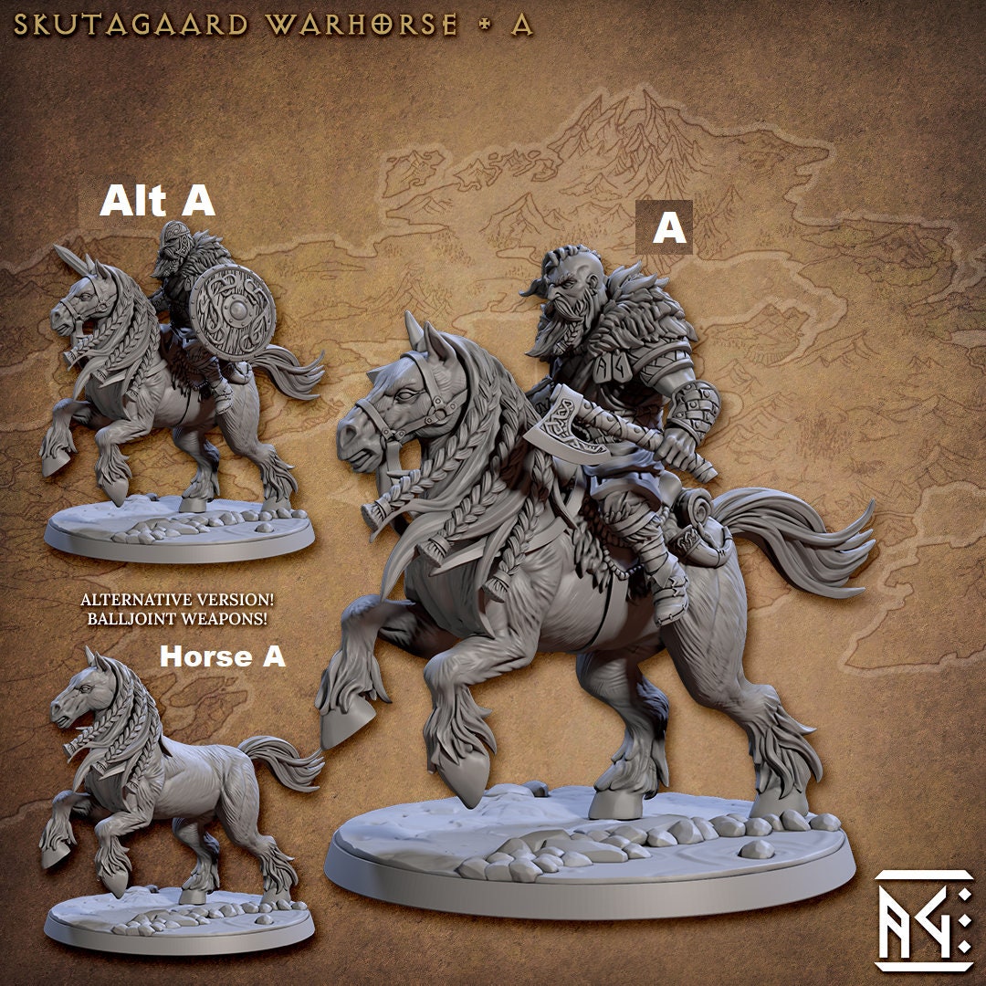 Northmen Warrior Mounted | Artisan Guild Miniatures | Compatible with D&D/AoS | Fantasy | Tabletop RPG