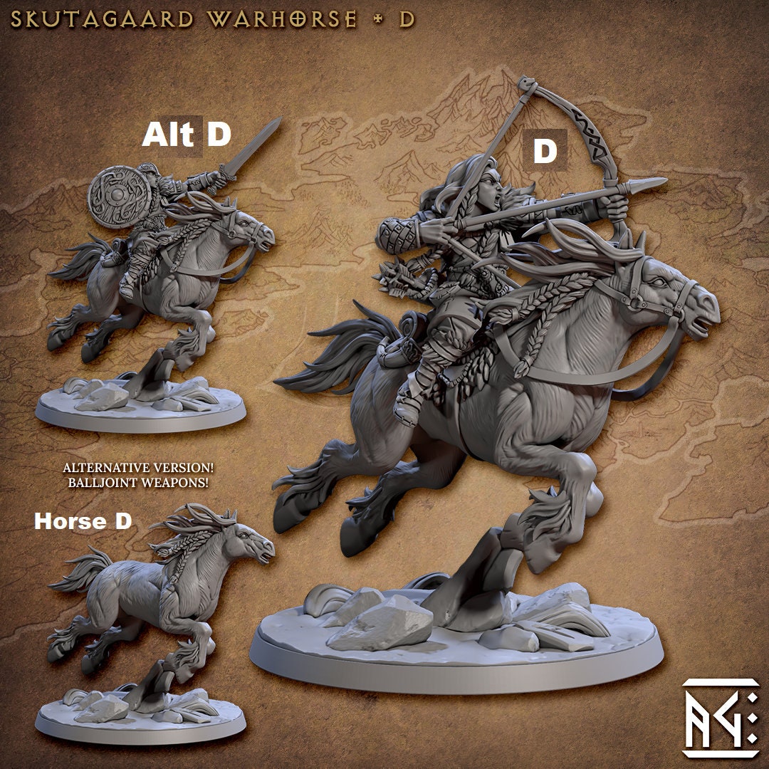 Northmen Warrior Mounted | Artisan Guild Miniatures | Compatible with D&D/AoS | Fantasy | Tabletop RPG