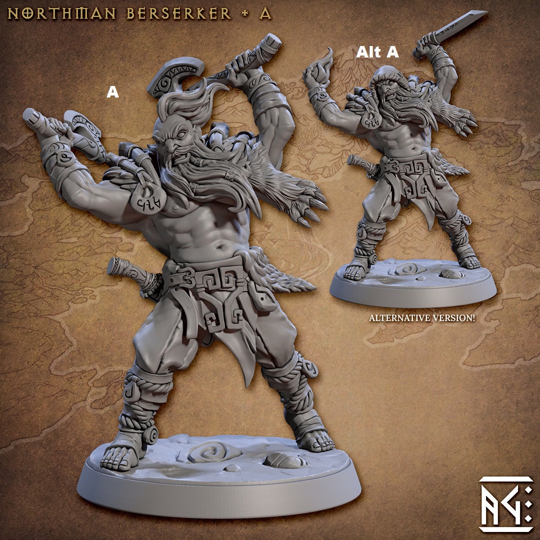 NorthMen Berserkers | Artisan Guild Miniatures | Compatible with D&D/AoS | Fantasy | Tabletop RPG