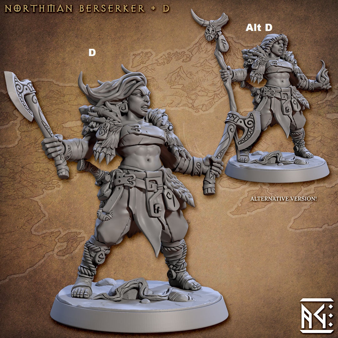 NorthMen Berserkers | Artisan Guild Miniatures | Compatible with D&D/AoS | Fantasy | Tabletop RPG