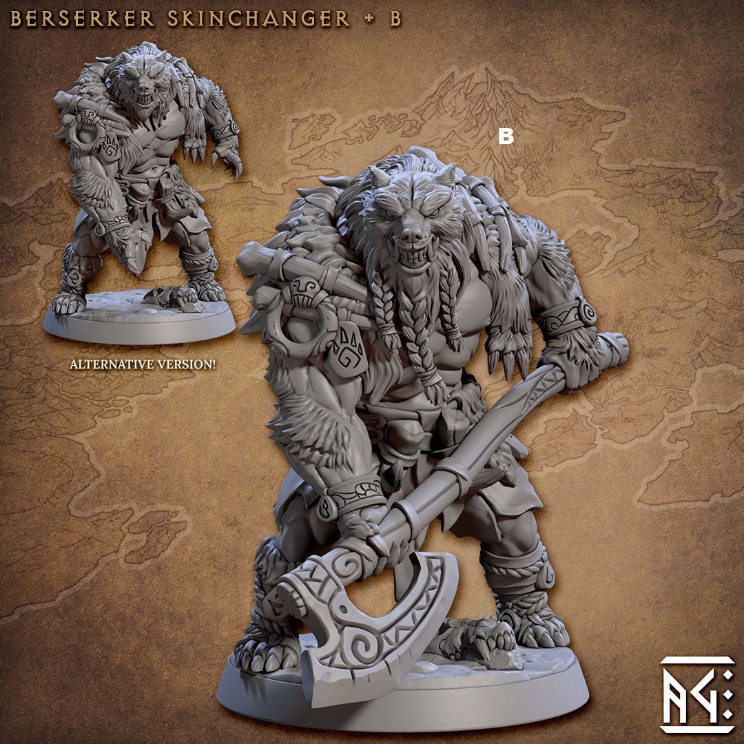 NorthMen Berserker Skinchanger | Artisan Guild Miniatures | Compatible with D&D/AoS | Fantasy | Tabletop RPG
