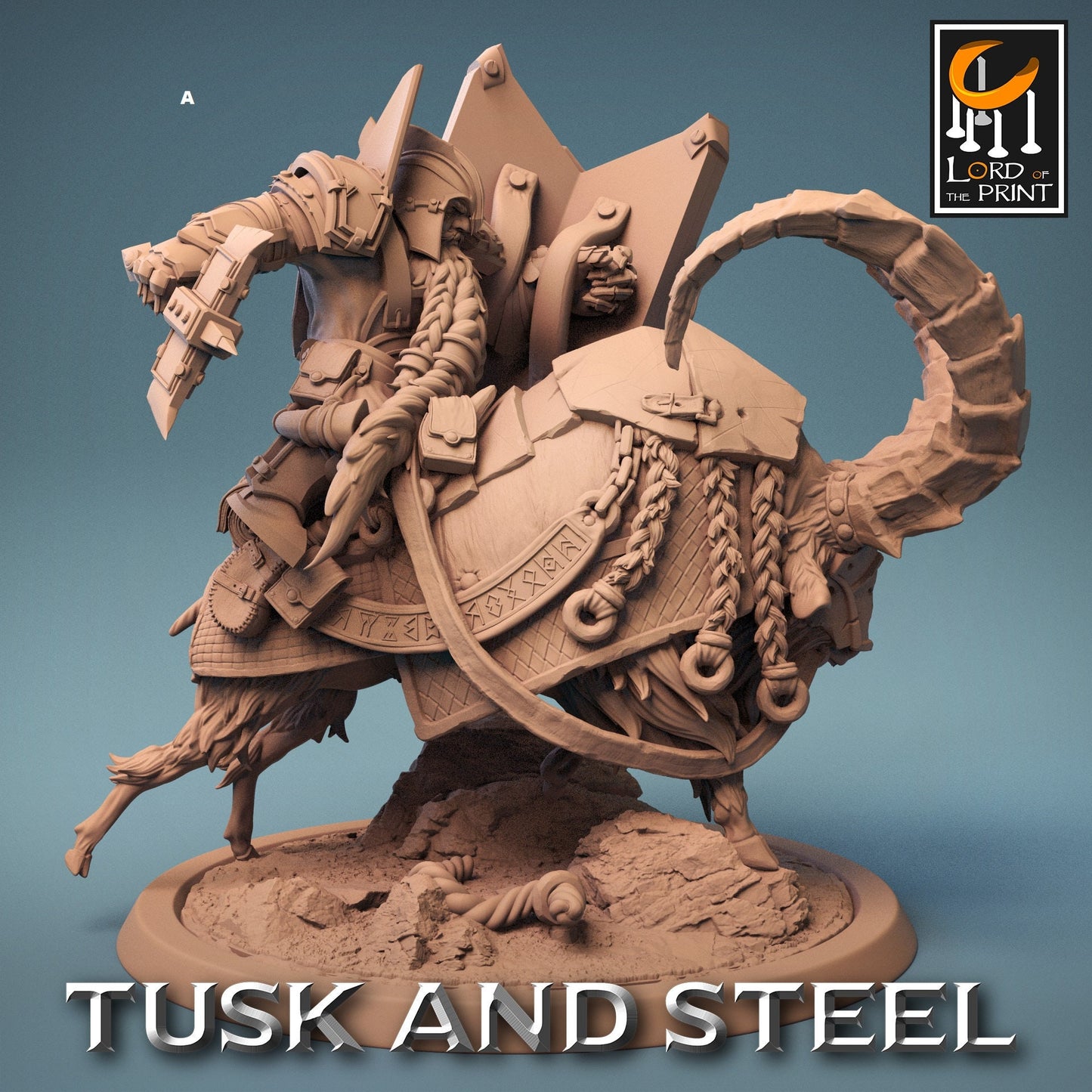 Dwarf Warrior on Goat Mount | Rescale Miniatures | Compatible with D&D/AoS | Fantasy | Tabletop RPG