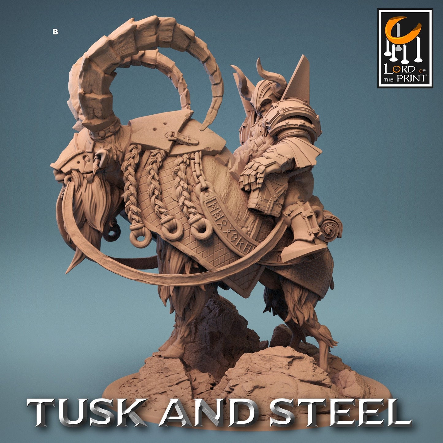 Dwarf Warrior on Goat Mount | Rescale Miniatures | Compatible with D&D/AoS | Fantasy | Tabletop RPG