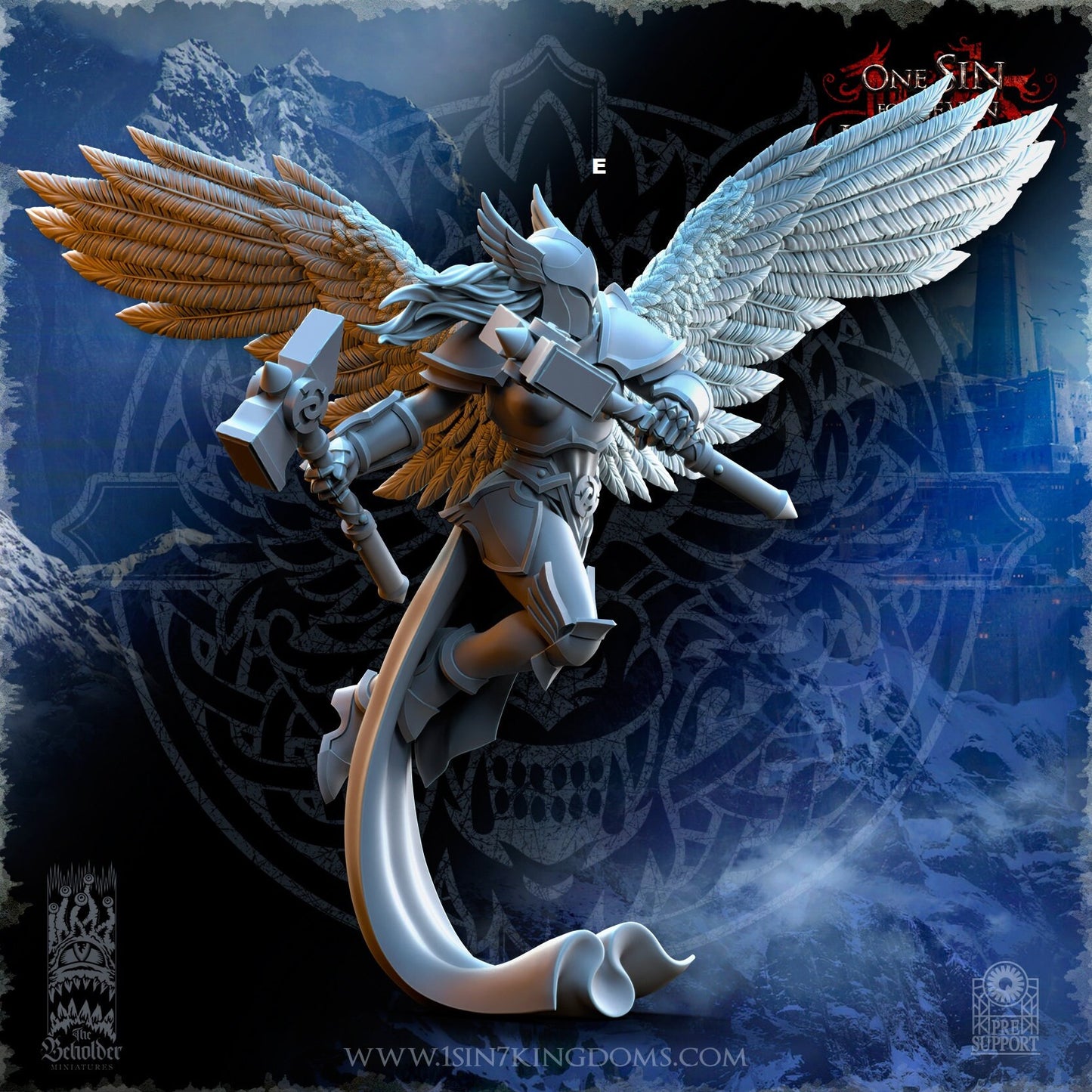 Storm Wolves Valkyrie Dual Hammers | The Beholder Miniatures | Compatible with D&D/AoS | Fantasy | Tabletop RPG