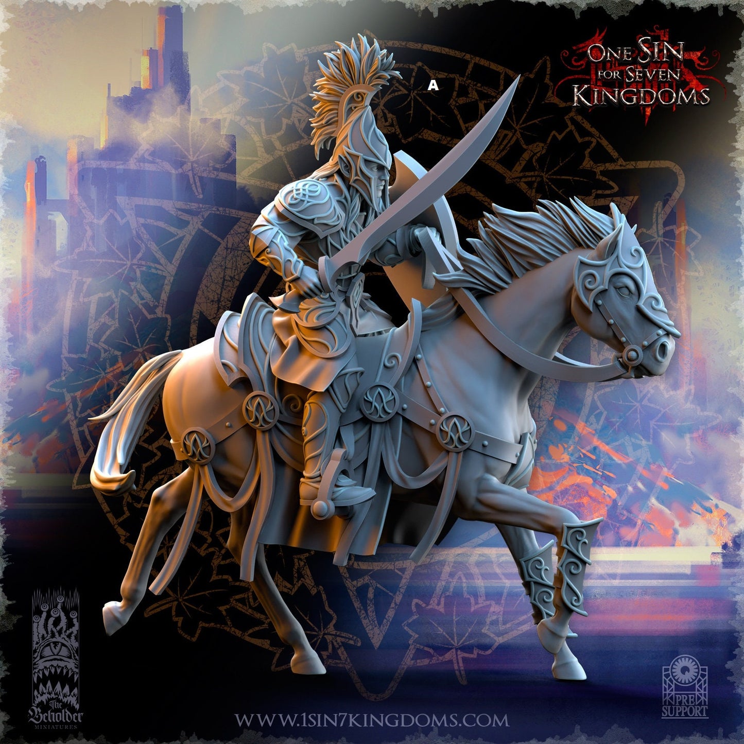SilverMoor Elf Cavalry Sword and Shield | The Beholder Miniatures | Compatible with D&D/AoS | Fantasy | Tabletop RPG