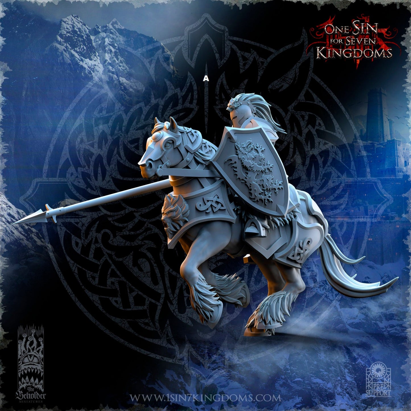 StormWolves Knight Lance and Shield | The Beholder Miniatures | Compatible with D&D/AoS | Fantasy | Tabletop RPG