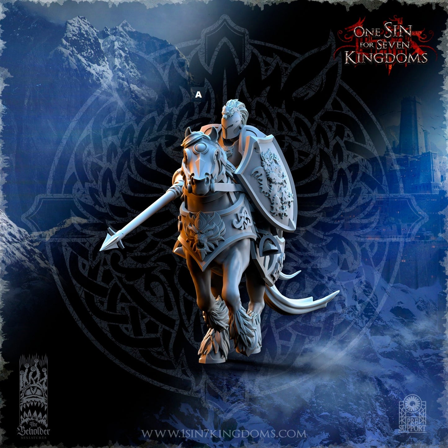 StormWolves Knight Lance and Shield | The Beholder Miniatures | Compatible with D&D/AoS | Fantasy | Tabletop RPG