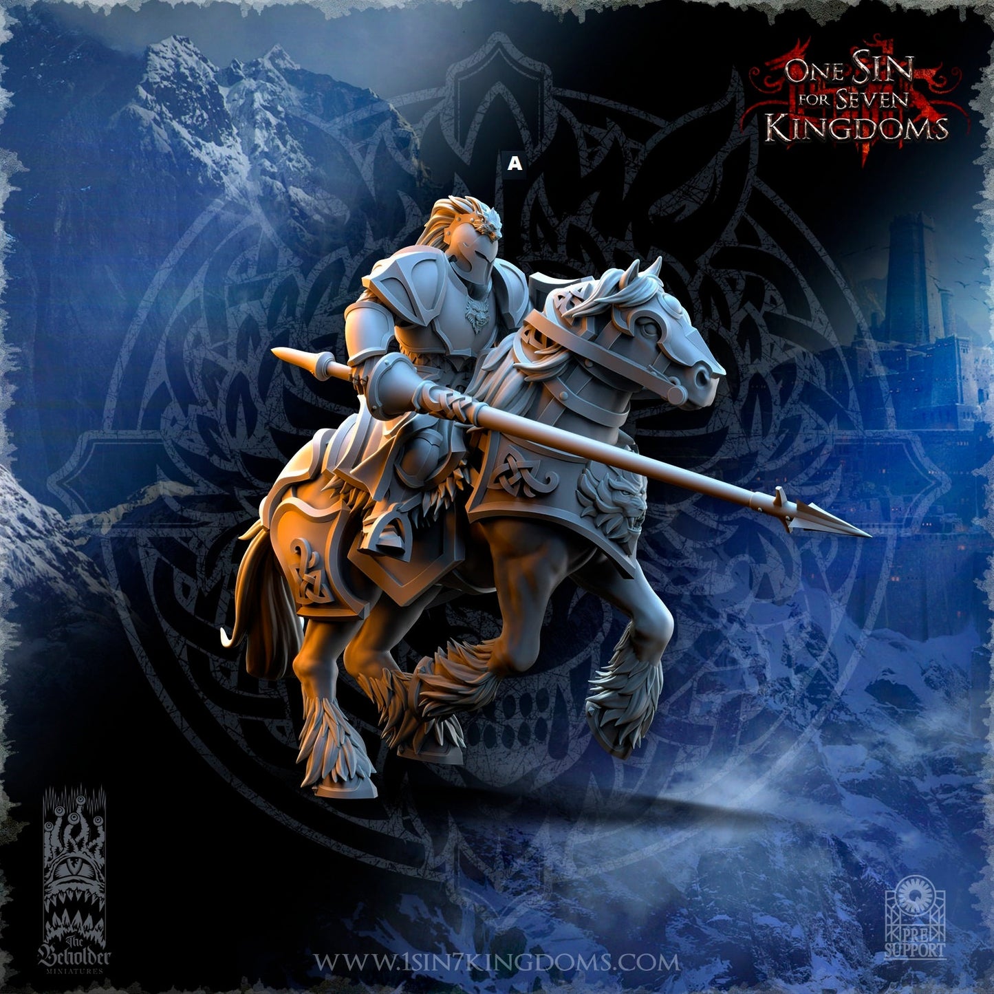 StormWolves Knight Lance and Shield | The Beholder Miniatures | Compatible with D&D/AoS | Fantasy | Tabletop RPG