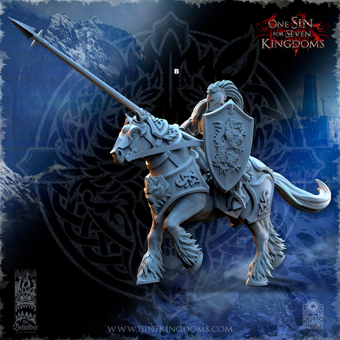 StormWolves Knight Lance and Shield | The Beholder Miniatures | Compatible with D&D/AoS | Fantasy | Tabletop RPG