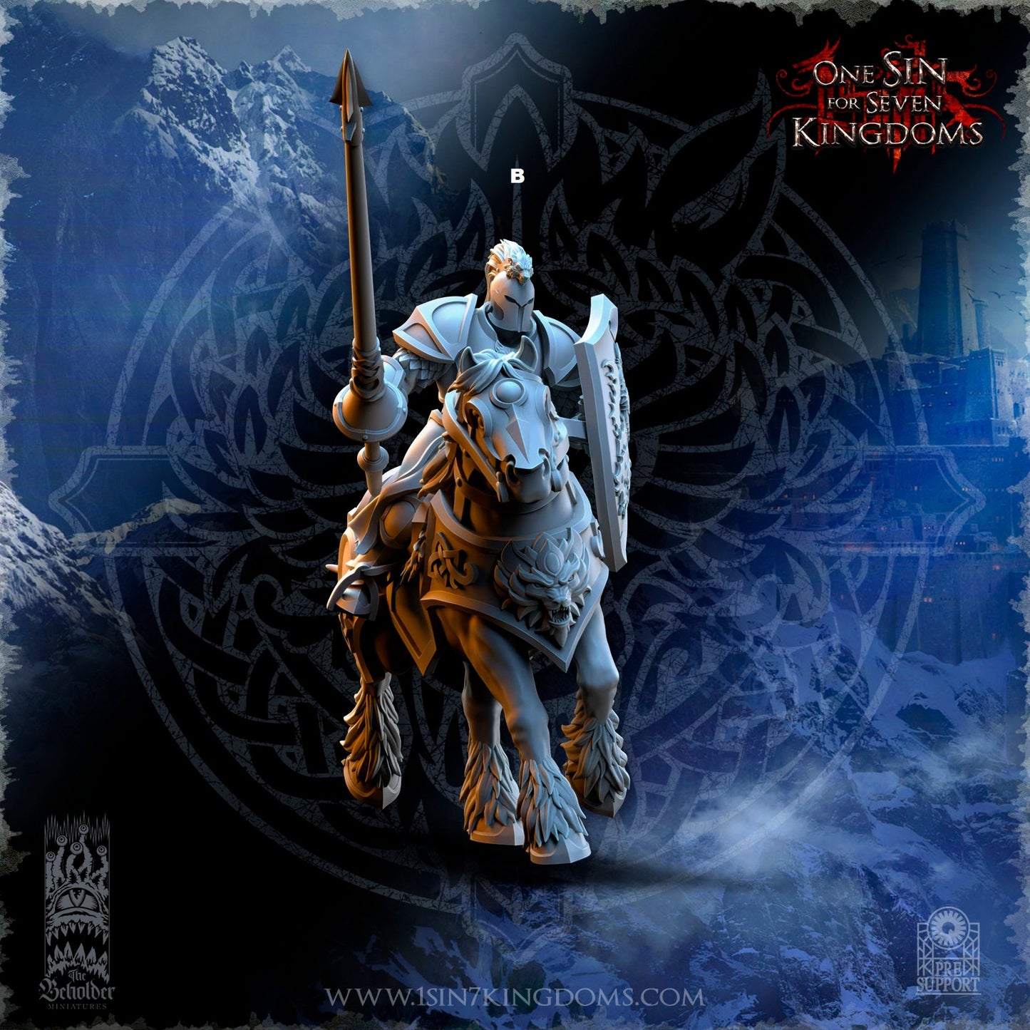 StormWolves Knight Lance and Shield | The Beholder Miniatures | Compatible with D&D/AoS | Fantasy | Tabletop RPG