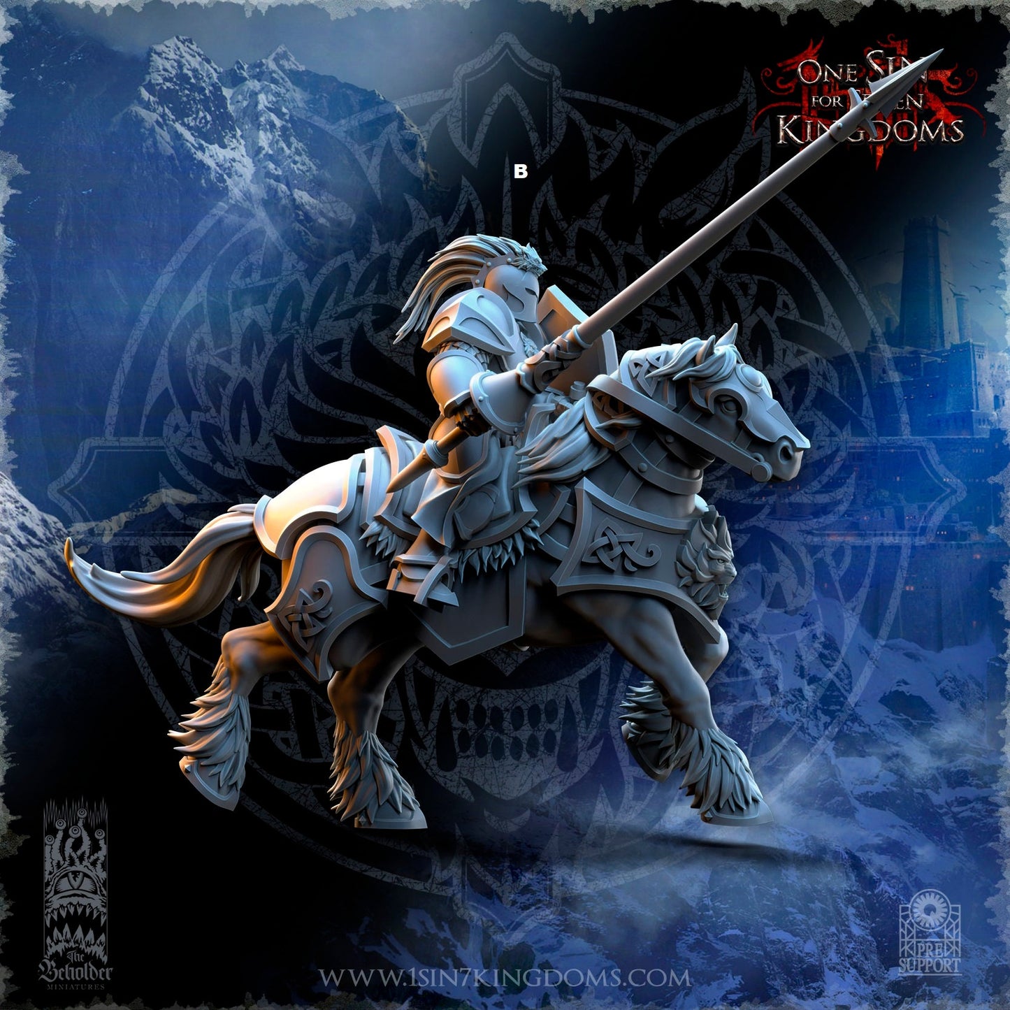 StormWolves Knight Lance and Shield | The Beholder Miniatures | Compatible with D&D/AoS | Fantasy | Tabletop RPG