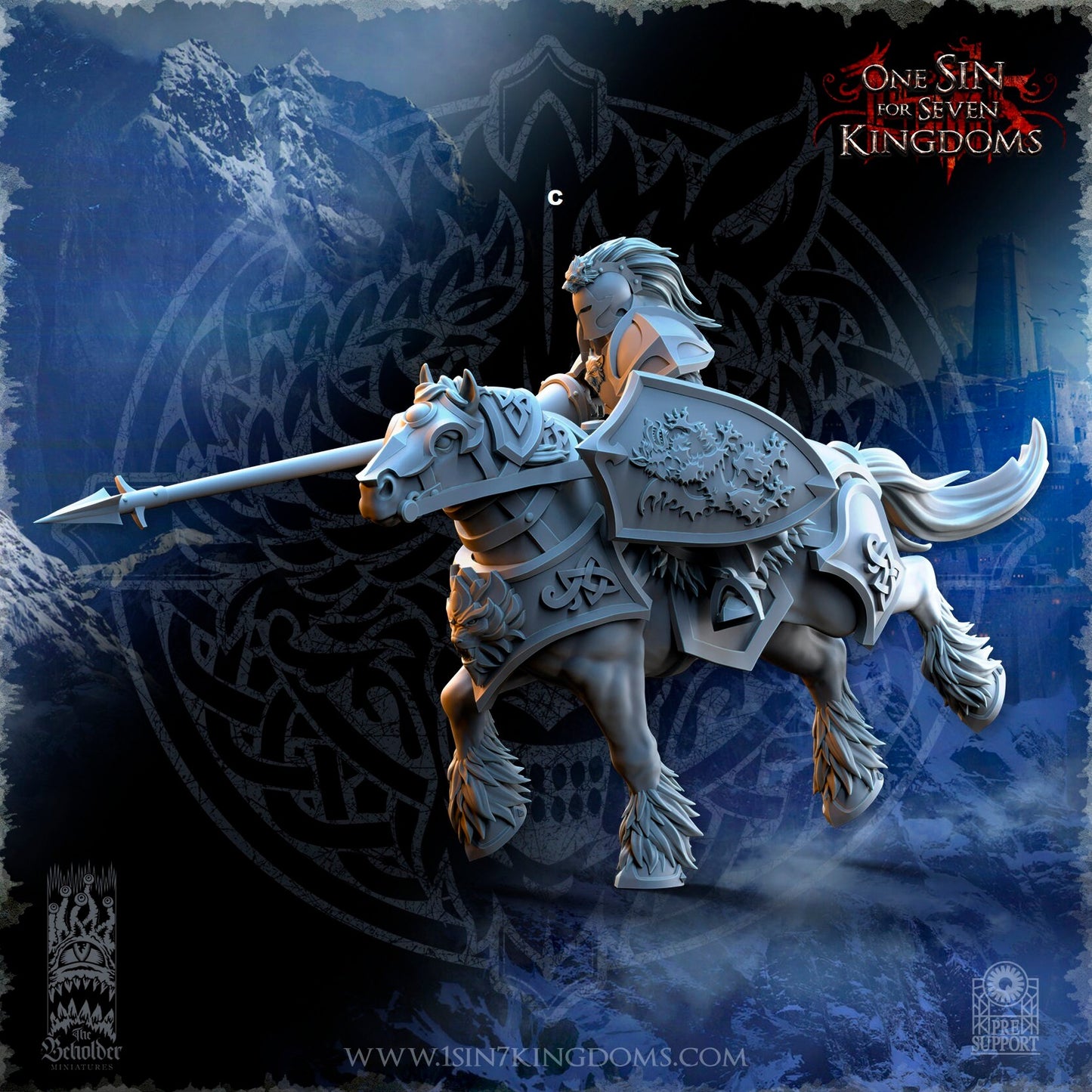 StormWolves Knight Lance and Shield | The Beholder Miniatures | Compatible with D&D/AoS | Fantasy | Tabletop RPG