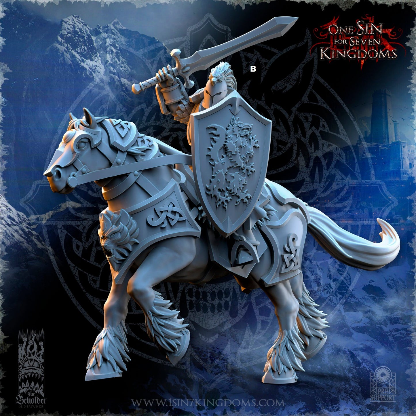 StormWolves Knight Sword and Shield | The Beholder Miniatures | Compatible with D&D/AoS | Fantasy | Tabletop RPG