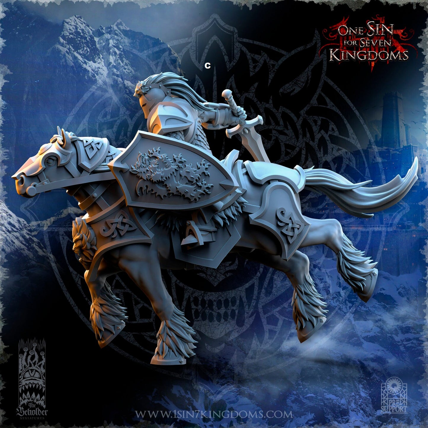 StormWolves Knight Sword and Shield | The Beholder Miniatures | Compatible with D&D/AoS | Fantasy | Tabletop RPG