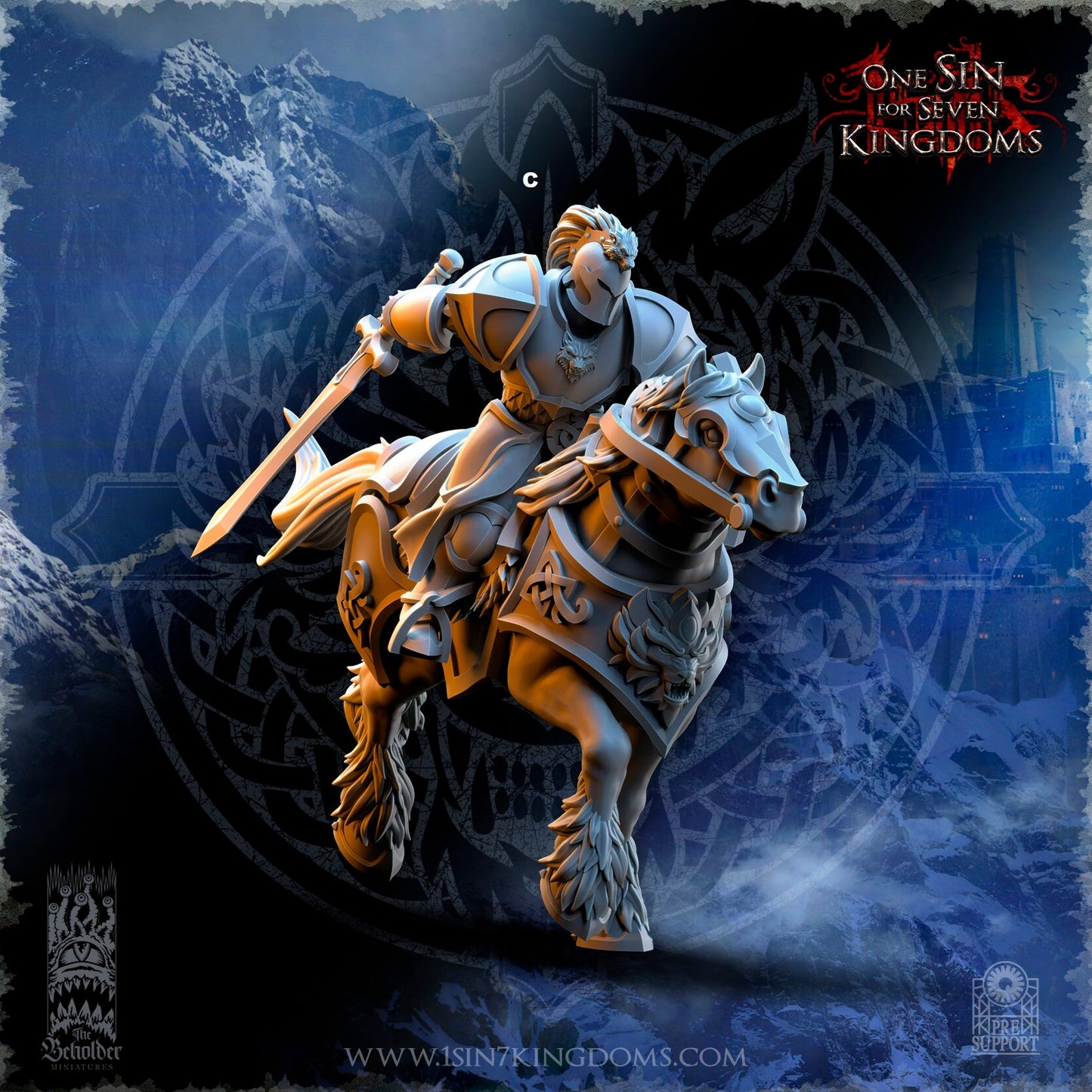 StormWolves Knight Sword and Shield | The Beholder Miniatures | Compatible with D&D/AoS | Fantasy | Tabletop RPG