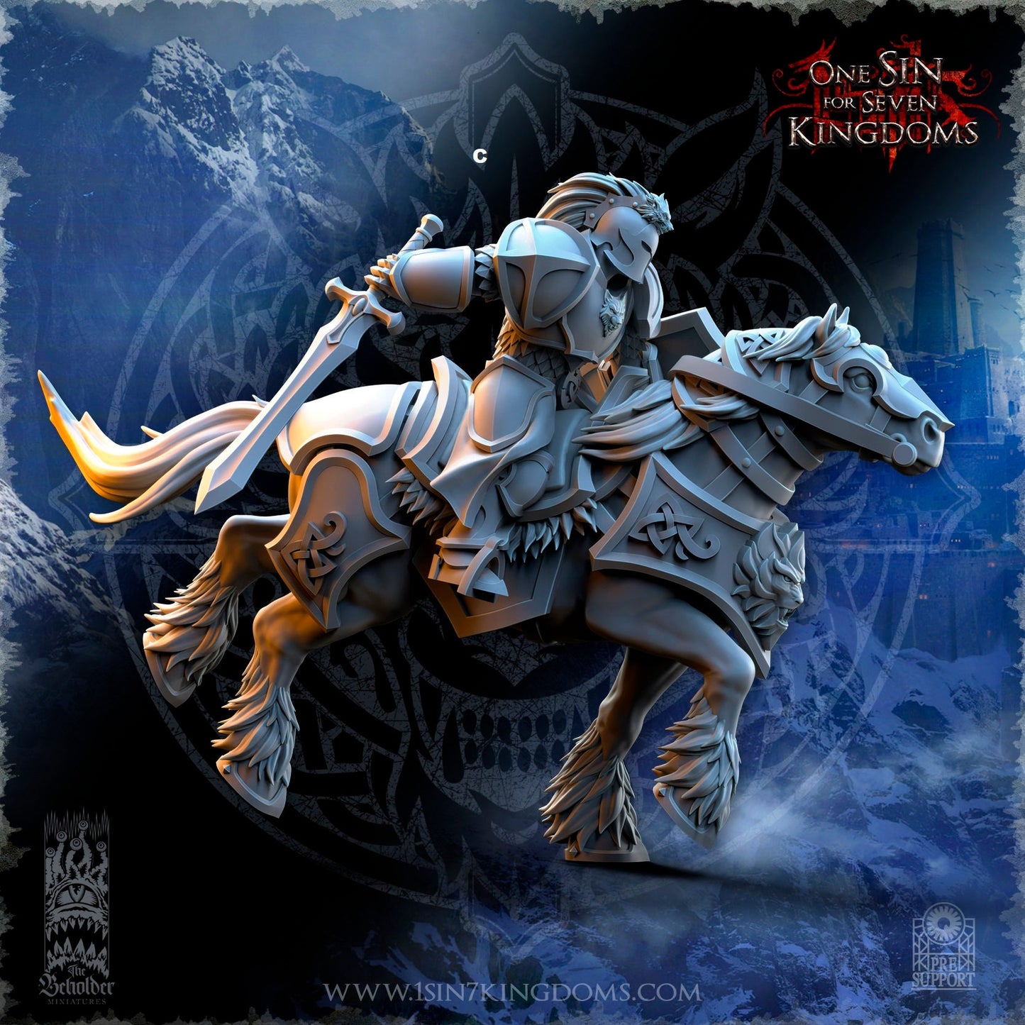 StormWolves Knight Sword and Shield | The Beholder Miniatures | Compatible with D&D/AoS | Fantasy | Tabletop RPG