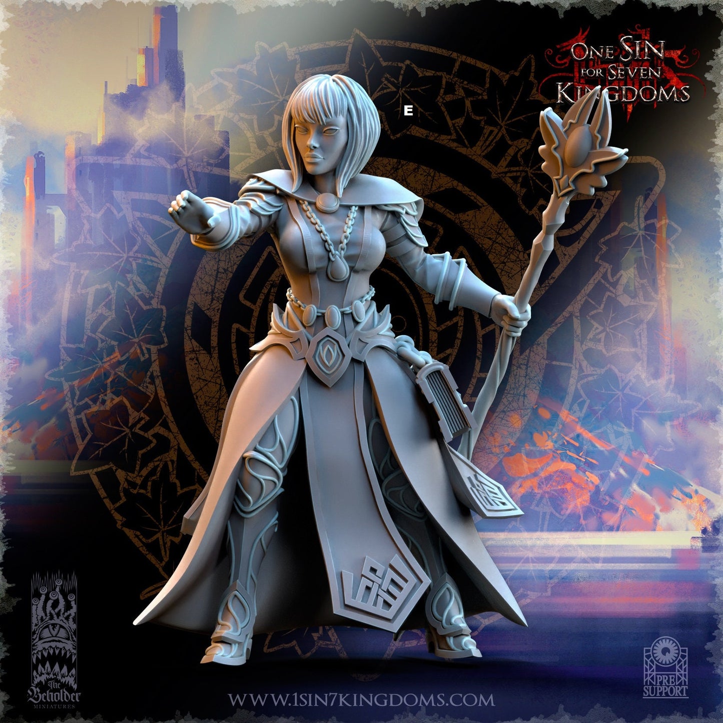 Elf Wizard Female with Staff | The Beholder Miniatures | Compatible with D&D/AoS | Fantasy | Tabletop RPG