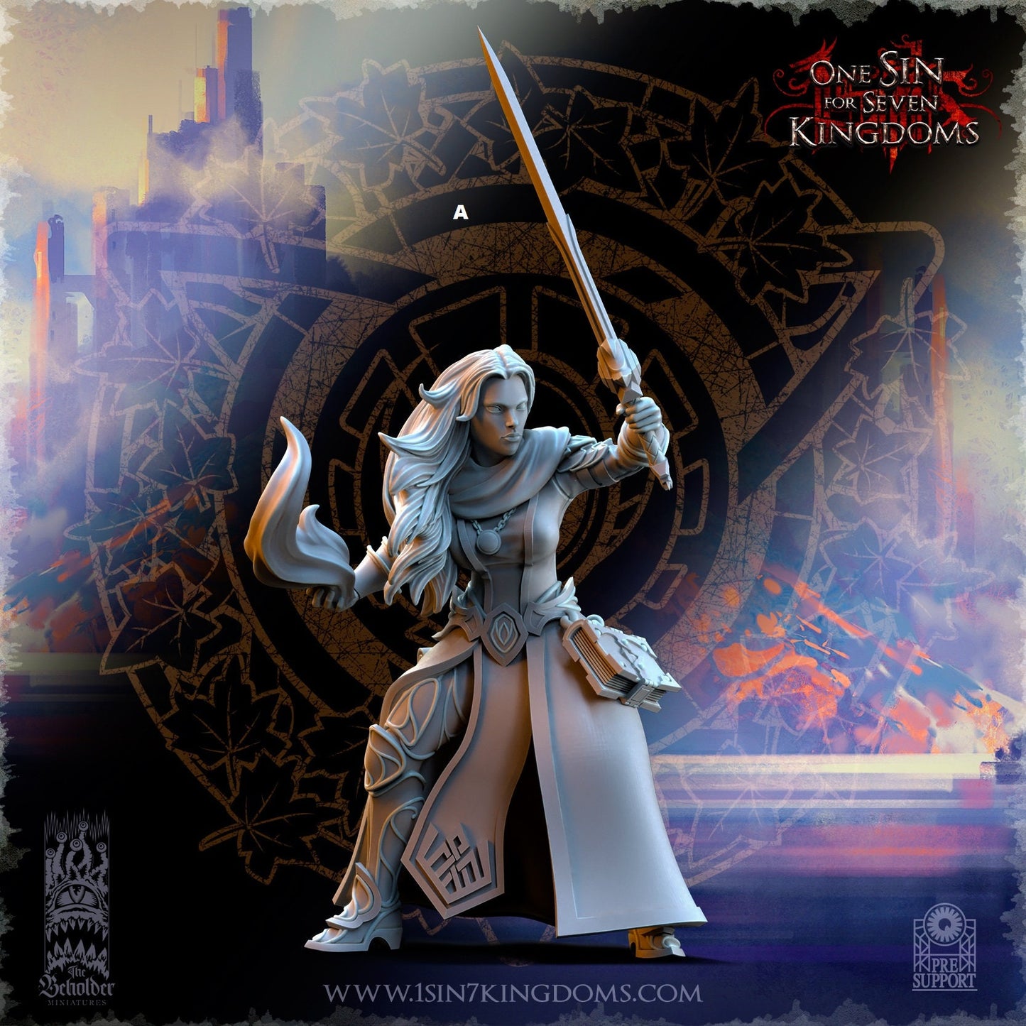 Elf Wizard Female with Sword | The Beholder Miniatures | Compatible with D&D/AoS | Fantasy | Tabletop RPG