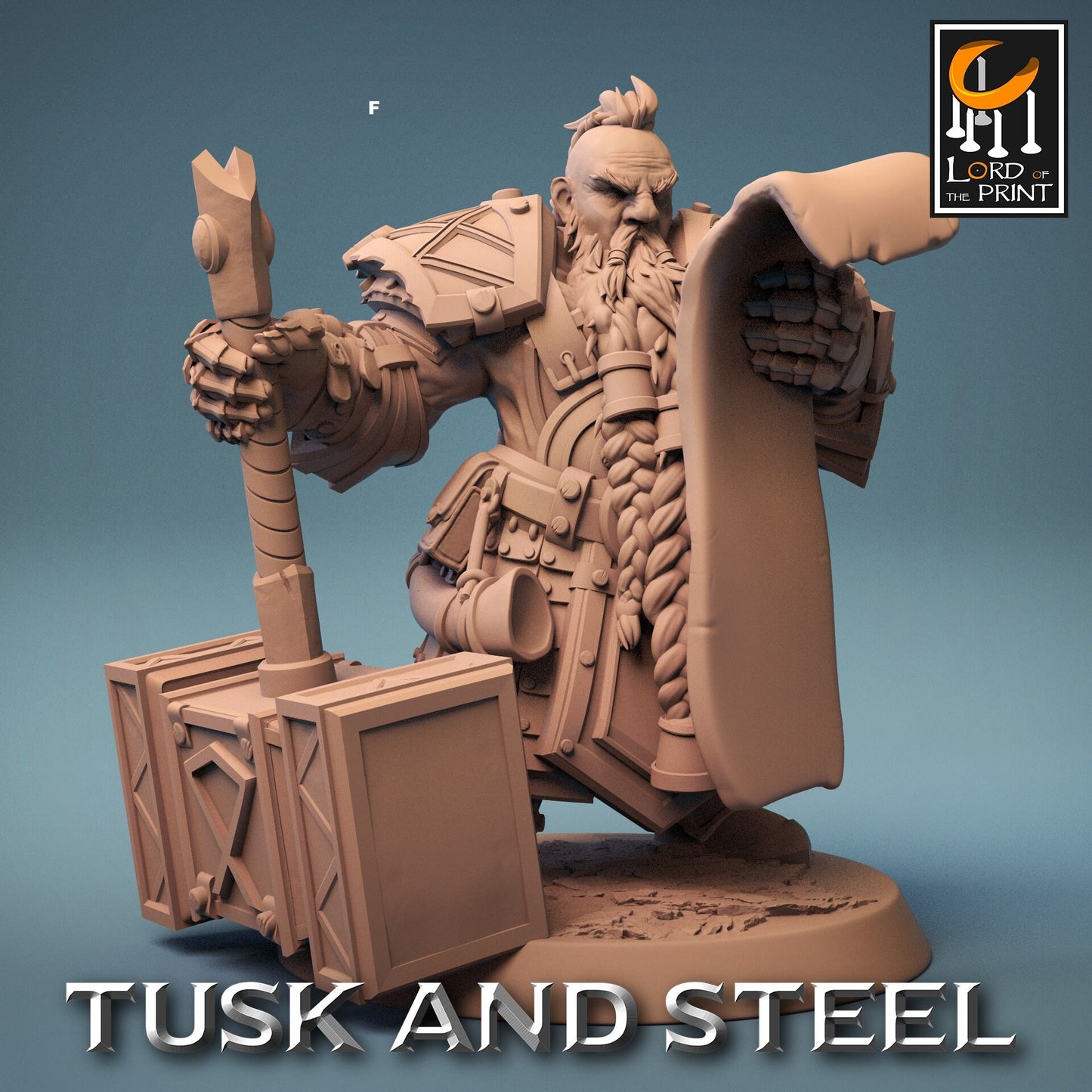 Dwarf Warrior No Helmet | Rescale Miniatures | Compatible with D&D/AoS | Fantasy | Tabletop RPG