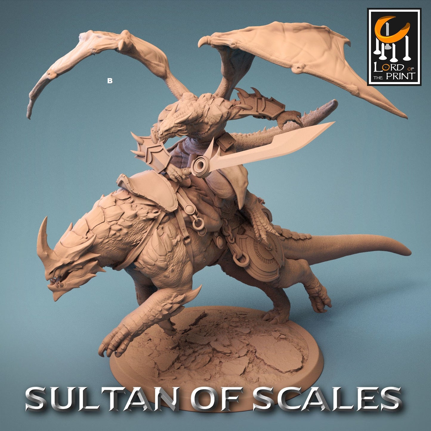 Winged Dragonborn Rider on Great Beast | Rescale Miniatures | Compatible with D&D/AoS | Fantasy | Tabletop RPG