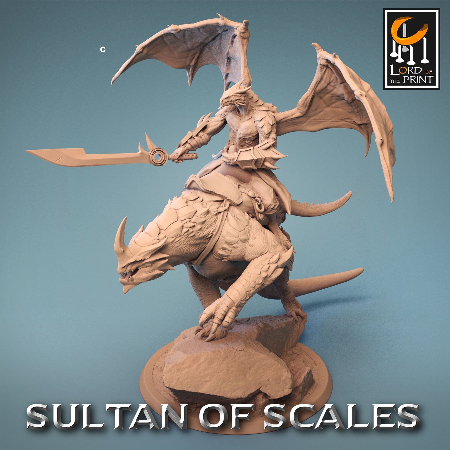 Winged Dragonborn Rider on Great Beast | Rescale Miniatures | Compatible with D&D/AoS | Fantasy | Tabletop RPG