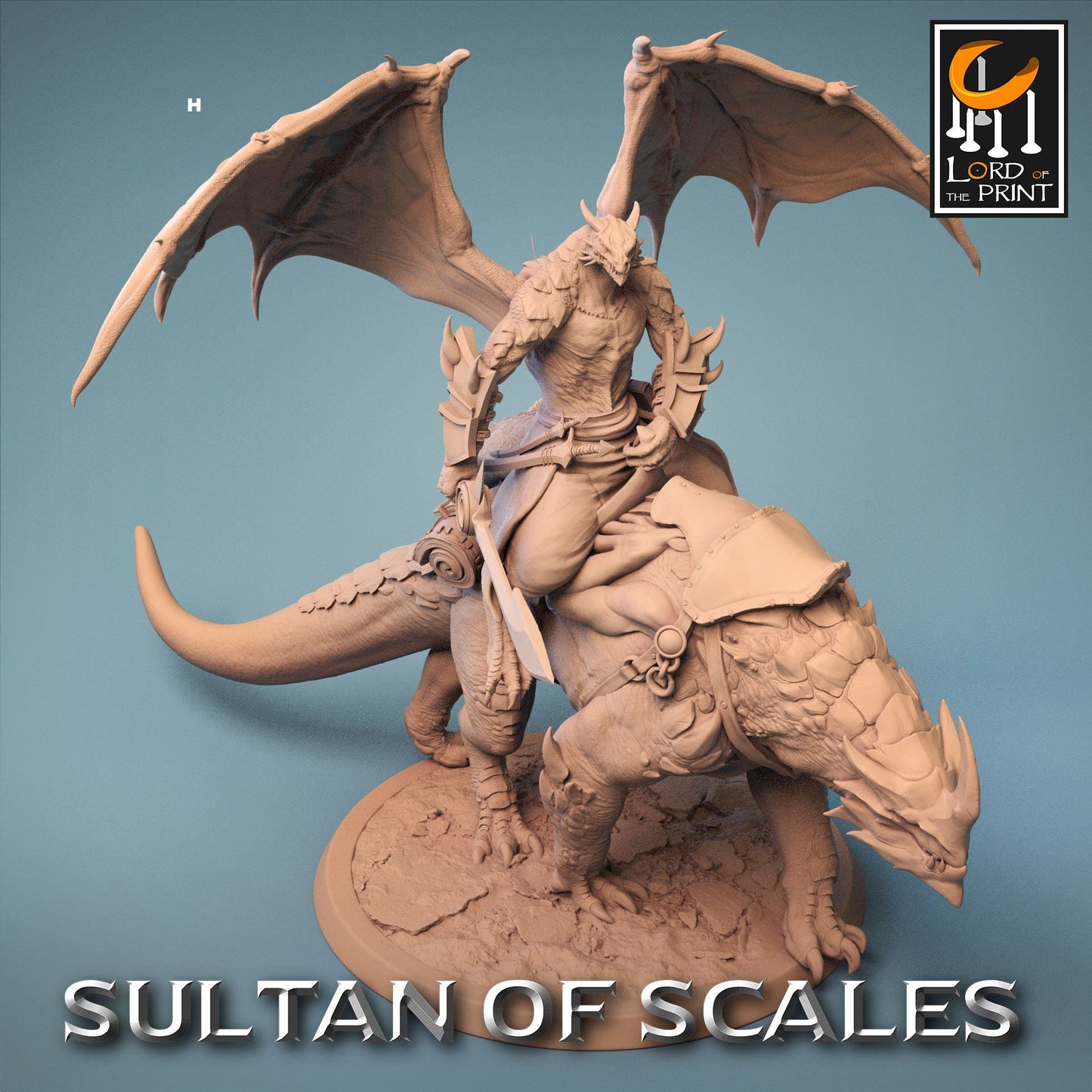 Winged Dragonborn Rider on Great Beast | Rescale Miniatures | Compatible with D&D/AoS | Fantasy | Tabletop RPG